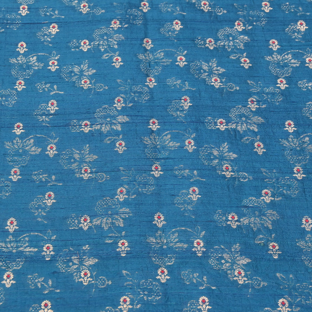 Pure Raw Silk Alfi Zari Brocade Fabric 44" | Luxury Traditional Designer Fabric | ASE001-16