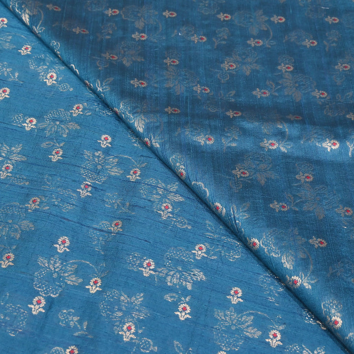 Pure Raw Silk Alfi Zari Brocade Fabric 44" | Luxury Traditional Designer Fabric | ASE001-16