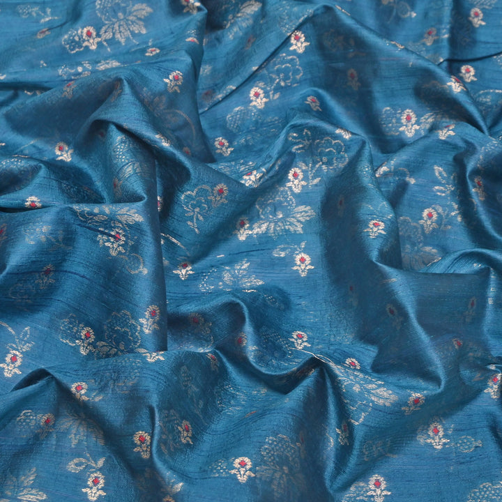 Pure Raw Silk Alfi Zari Brocade Fabric 44" | Luxury Traditional Designer Fabric | ASE001-16