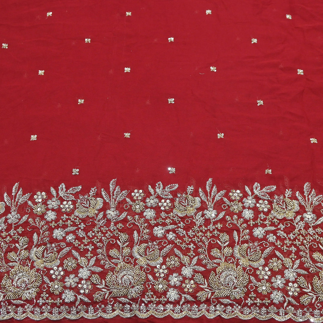 Premium Dyed Viscose Georgette Zari, Sequins & Moti Embroidery Fabric – Luxury Designer Fabric| V20896-1