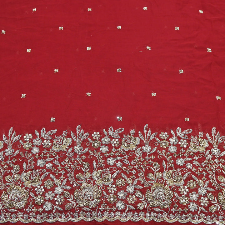 Premium Dyed Viscose Georgette Zari, Sequins & Moti Embroidery Fabric – Luxury Designer Fabric| V20896-1