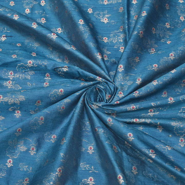 Pure Raw Silk Alfi Zari Brocade Fabric 44" | Luxury Traditional Designer Fabric | ASE001-16