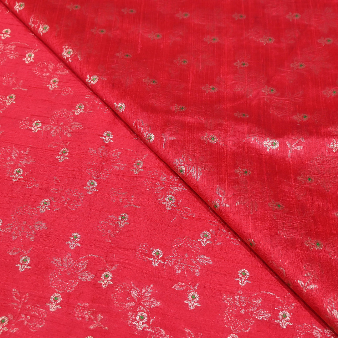 Pure Raw Silk Alfi Zari Brocade Fabric 44" | Luxury Traditional Designer Fabric | ASE001-17