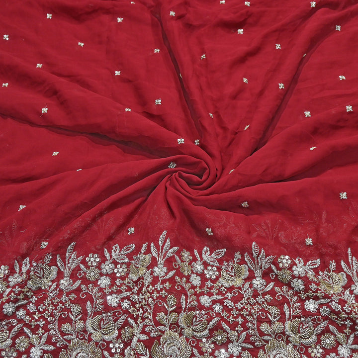 Premium Dyed Viscose Georgette Zari, Sequins & Moti Embroidery Fabric – Luxury Designer Fabric| V20896-1