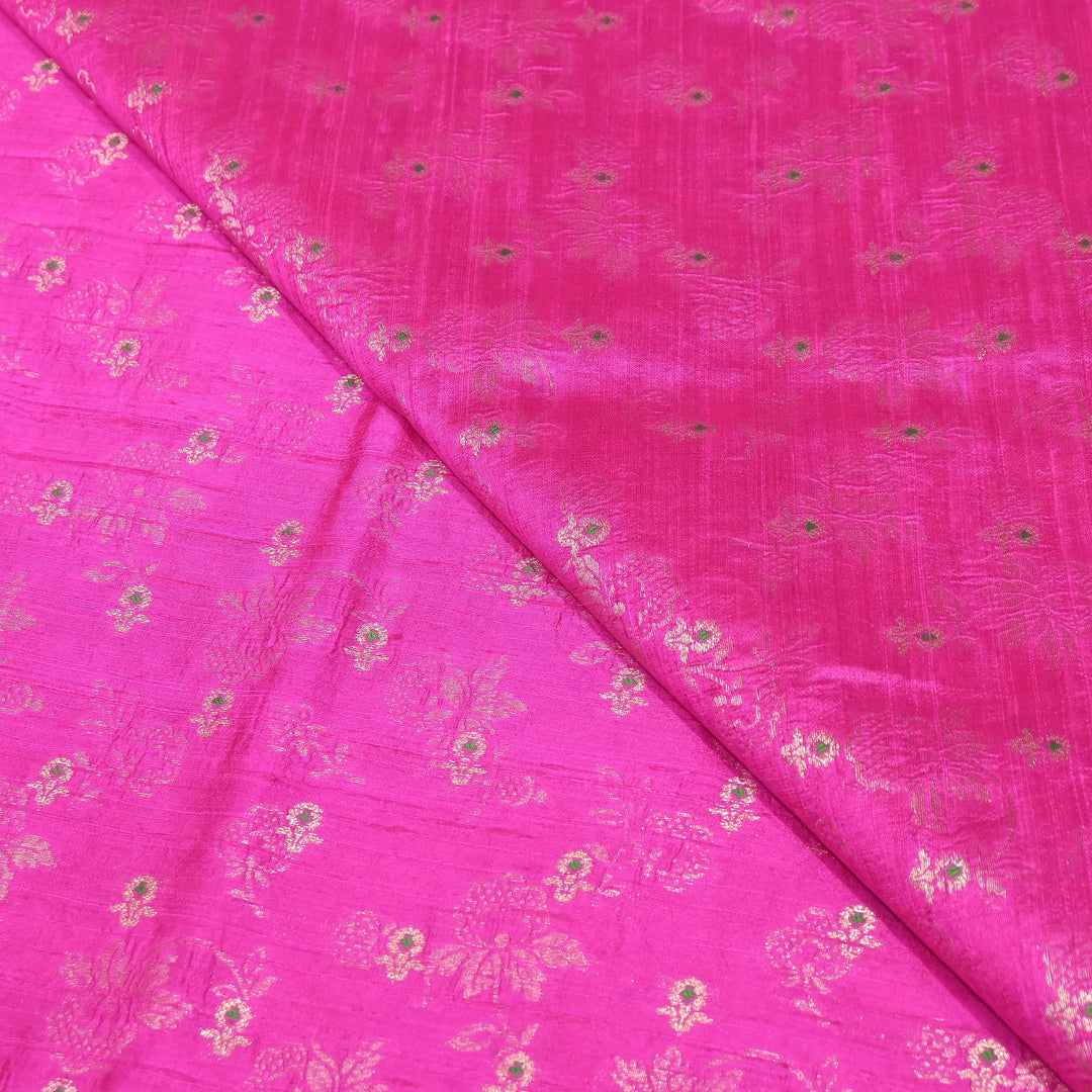 Pure Raw Silk Alfi Zari Brocade Fabric 44" | Luxury Traditional Designer Fabric | ASE001-12