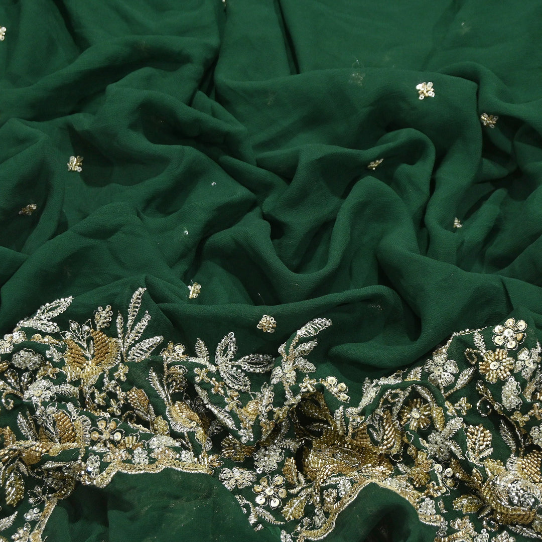 Premium Dyed Viscose Georgette Zari, Sequins & Moti Embroidery Fabric – Luxury Designer Fabric| V20896-2