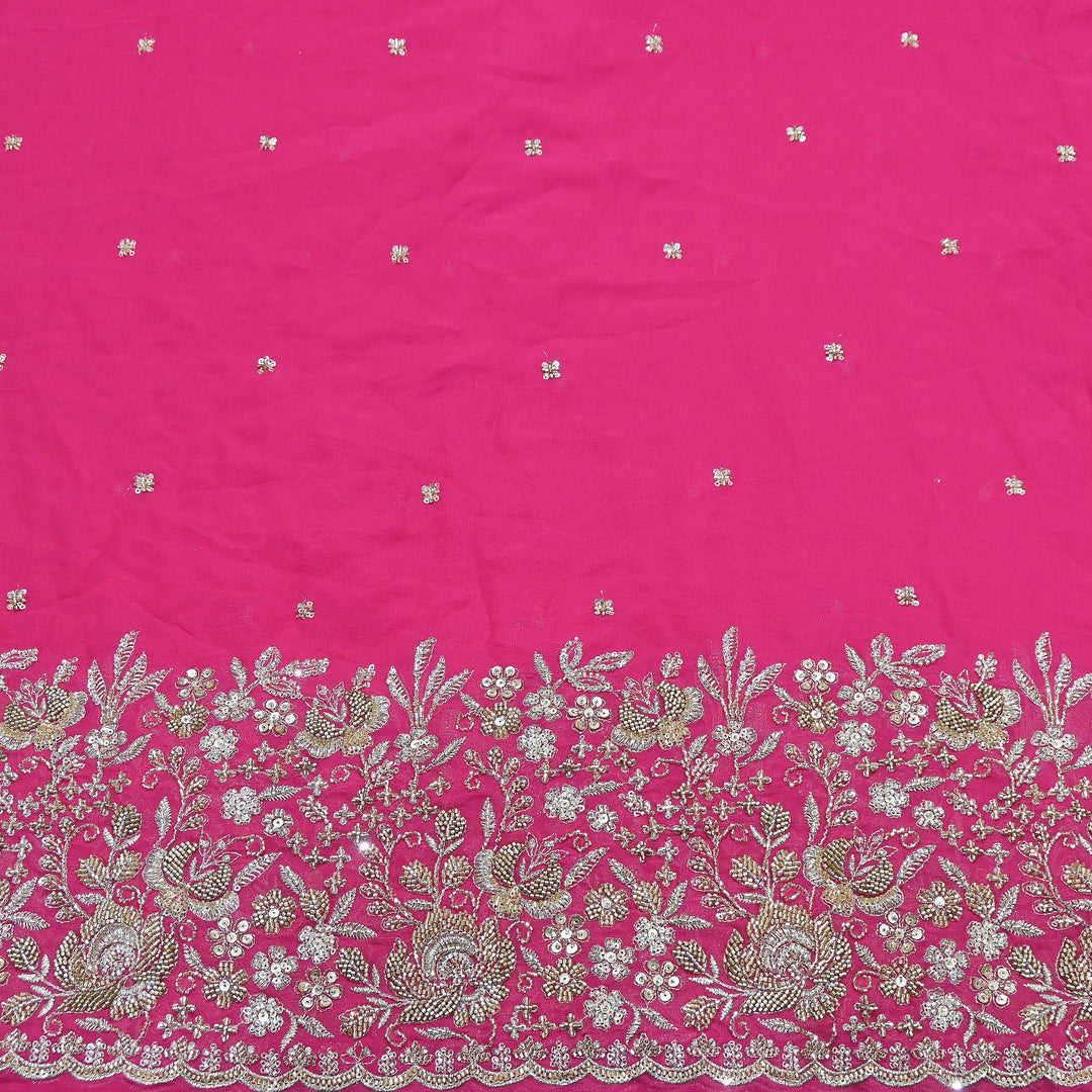 Premium Dyed Viscose Georgette Zari, Sequins & Moti Embroidery Fabric – Luxury Designer Fabric| V20896-3