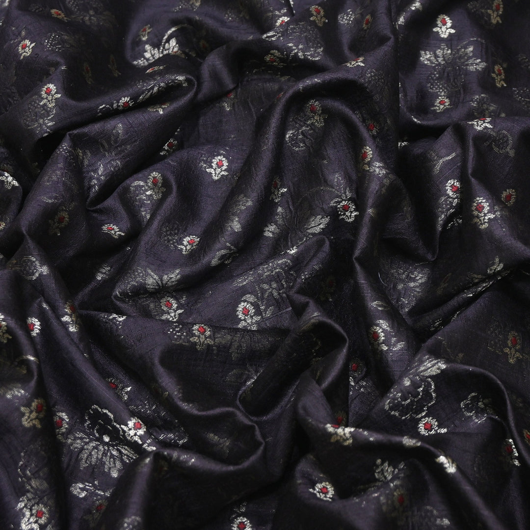 Pure Raw Silk Alfi Zari Brocade Fabric 44" | Luxury Traditional Designer Fabric | ASE001-11