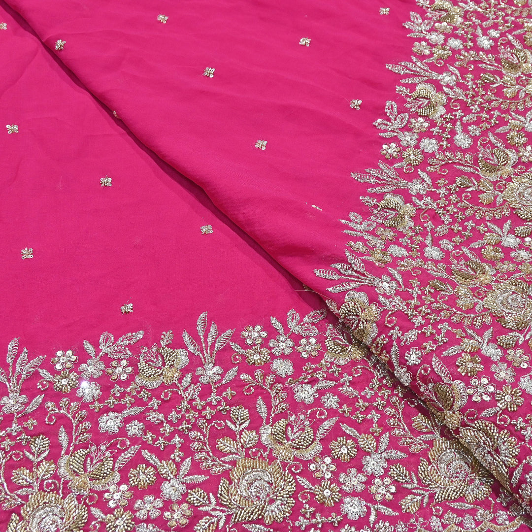 Premium Dyed Viscose Georgette Zari, Sequins & Moti Embroidery Fabric – Luxury Designer Fabric| V20896-3