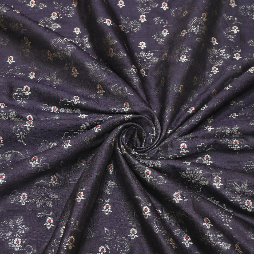 Pure Raw Silk Alfi Zari Brocade Fabric 44" | Luxury Traditional Designer Fabric | ASE001-11