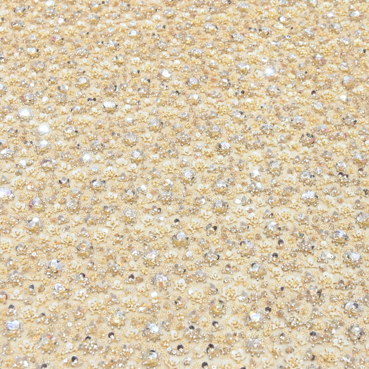 Brown Sugar Color Luxury Imported Heavy Cut Dana & Sequins Embroidered Net Designer Fabric ED1533-2