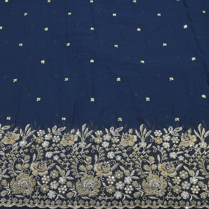 Premium Dyed Viscose Georgette Zari, Sequins & Moti Embroidery Fabric – Luxury Designer Fabric| V20896-4