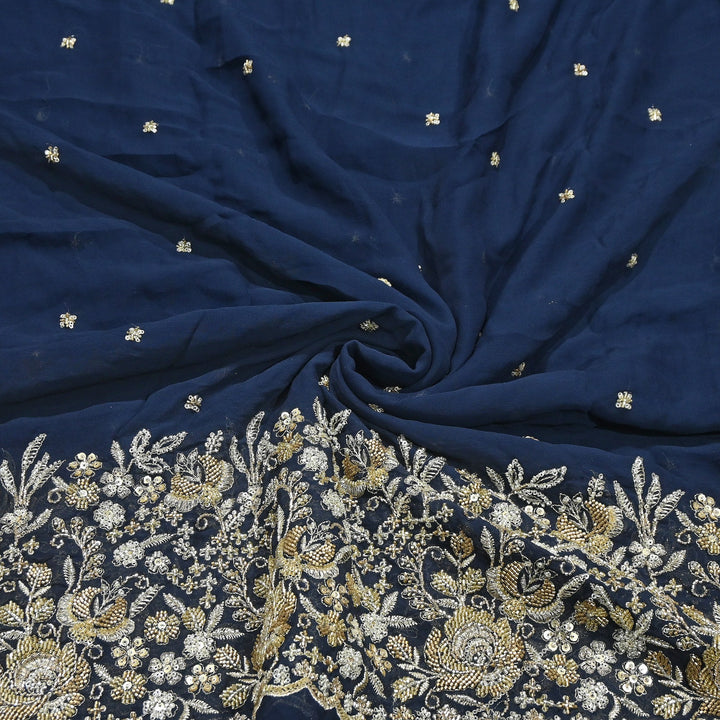 Premium Dyed Viscose Georgette Zari, Sequins & Moti Embroidery Fabric – Luxury Designer Fabric| V20896-4