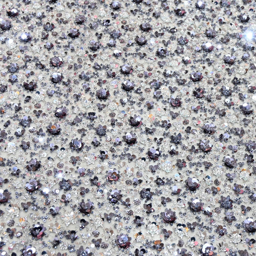 Regent Blue Color Luxury Imported Heavy Cut Dana & Sequins Embroidered Net Designer Fabric ED1533-3