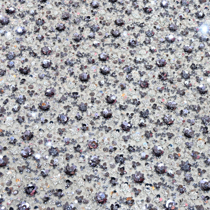 Regent Blue Color Luxury Imported Heavy Cut Dana & Sequins Embroidered Net Designer Fabric ED1533-3