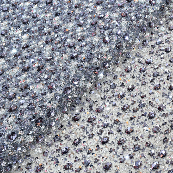 Regent Blue Color Luxury Imported Heavy Cut Dana & Sequins Embroidered Net Designer Fabric ED1533-3