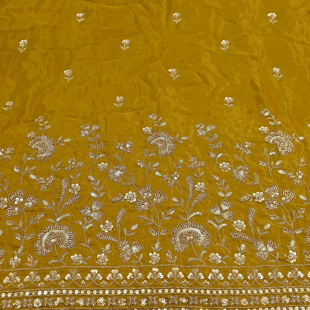 Premium Dyed Crepe Fabric with Zari Sequins Embroidery | J76781-1