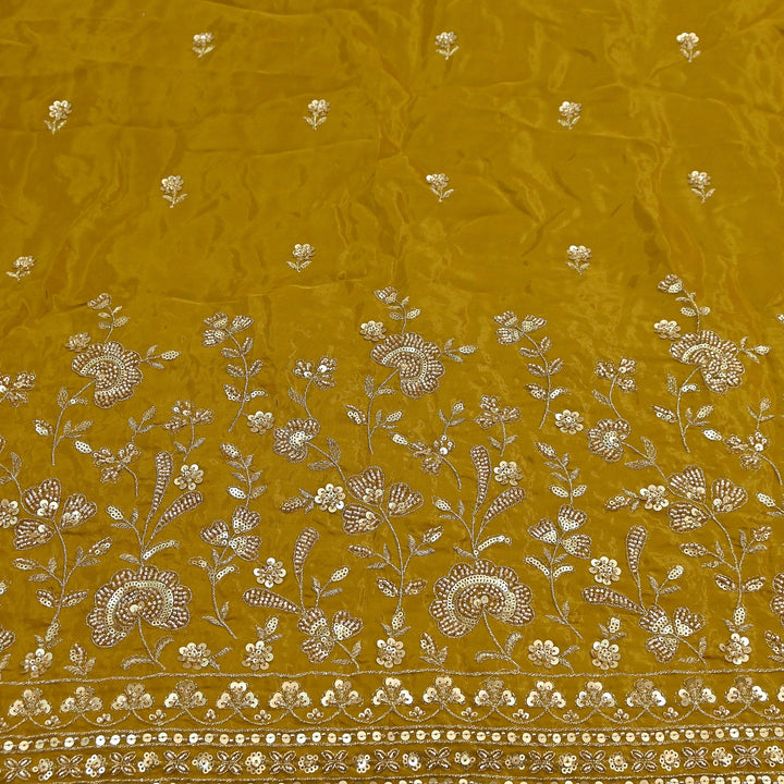 Premium Dyed Crepe Fabric with Zari Sequins Embroidery | J76781-1
