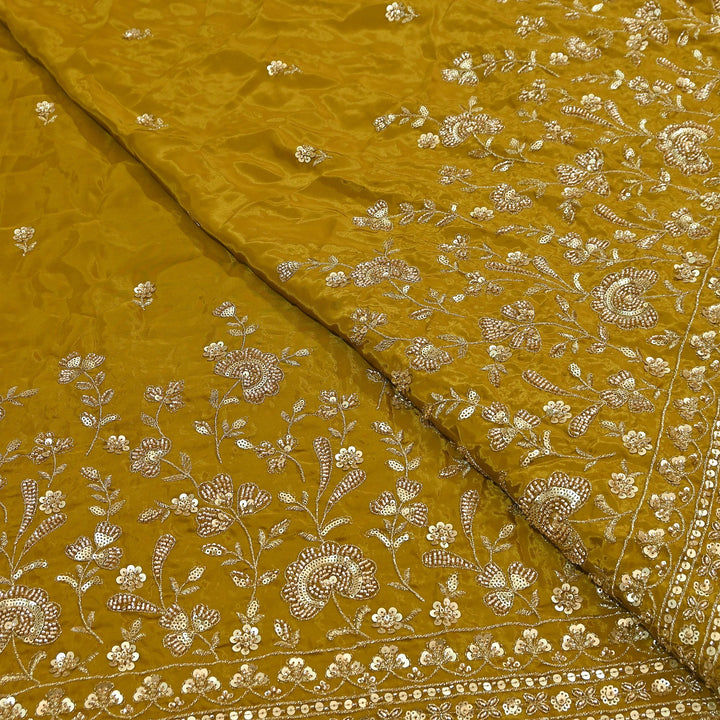 Premium Dyed Crepe Fabric with Zari Sequins Embroidery | J76781-1