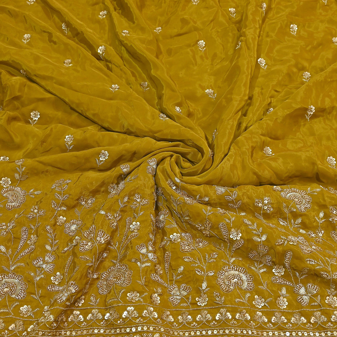 Premium Dyed Crepe Fabric with Zari Sequins Embroidery | J76781-1