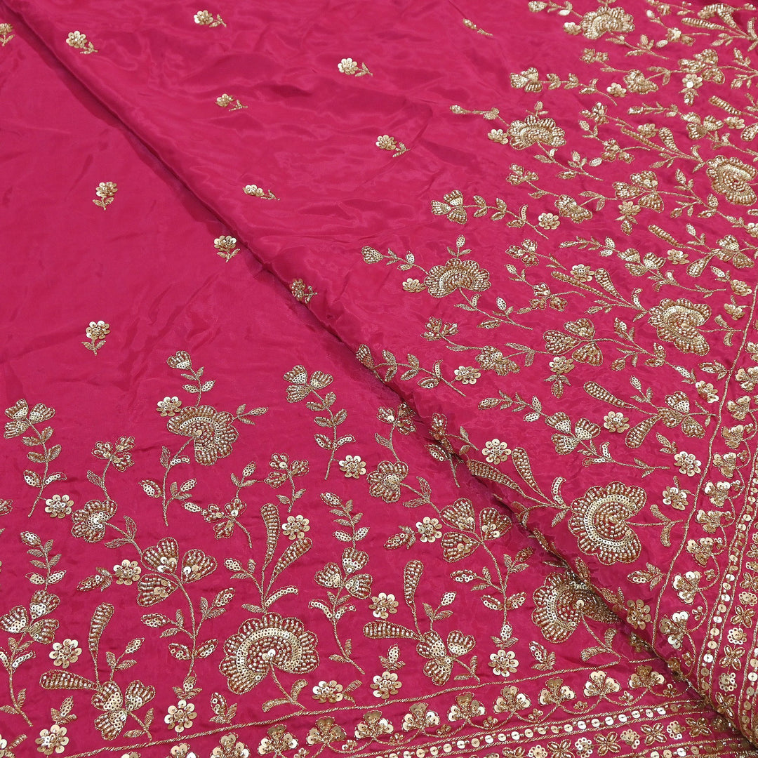 Premium Dyed Crepe Fabric with Zari Sequins Embroidery | J76781-2