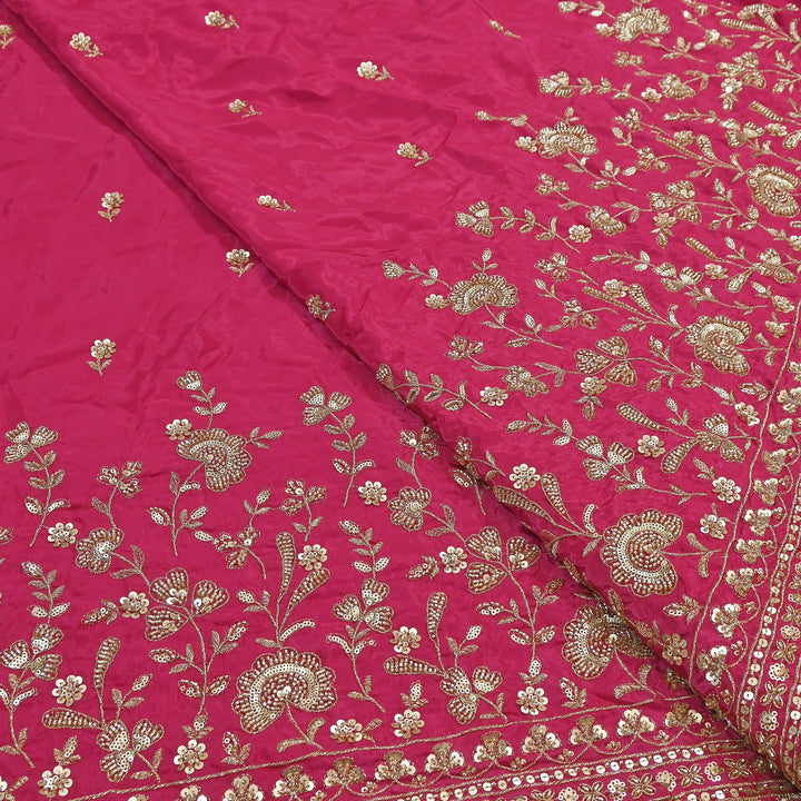 Premium Dyed Crepe Fabric with Zari Sequins Embroidery | J76781-2