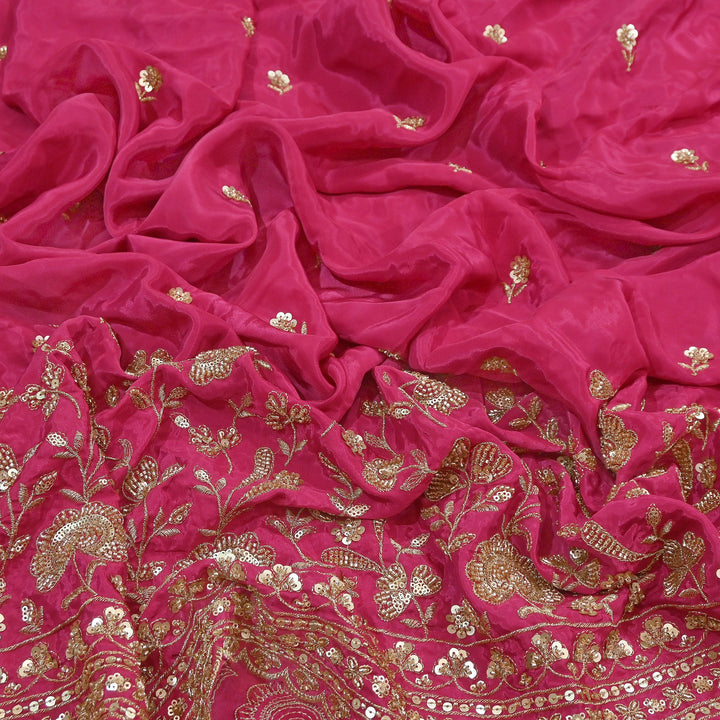 Premium Dyed Crepe Fabric with Zari Sequins Embroidery | J76781-2
