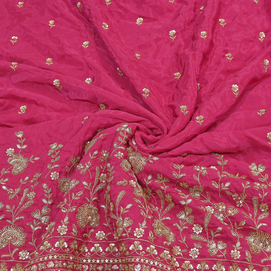 Premium Dyed Crepe Fabric with Zari Sequins Embroidery | J76781-2