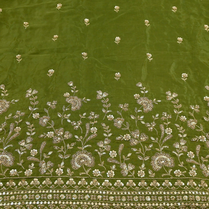 Premium Dyed Crepe Fabric with Zari Sequins Embroidery | J76781-3