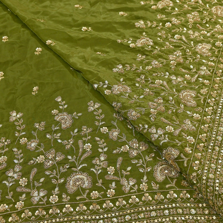 Premium Dyed Crepe Fabric with Zari Sequins Embroidery | J76781-3