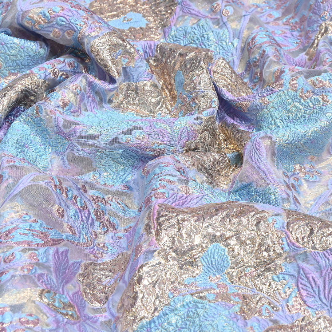 Luxury Imported Korean Jacquard Floral Zari Designer Fabric - AF1057-1