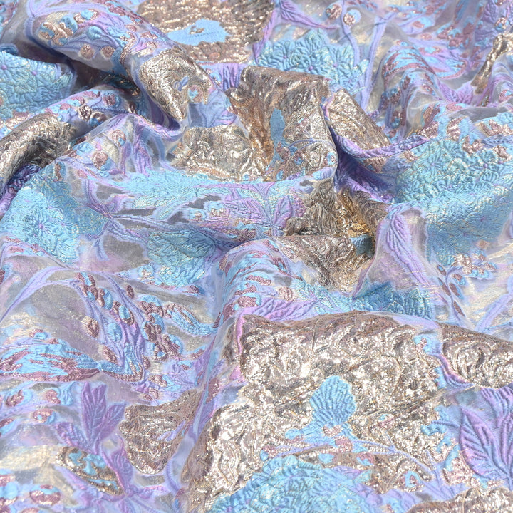 Luxury Imported Korean Jacquard Floral Zari Designer Fabric - AF1057-1