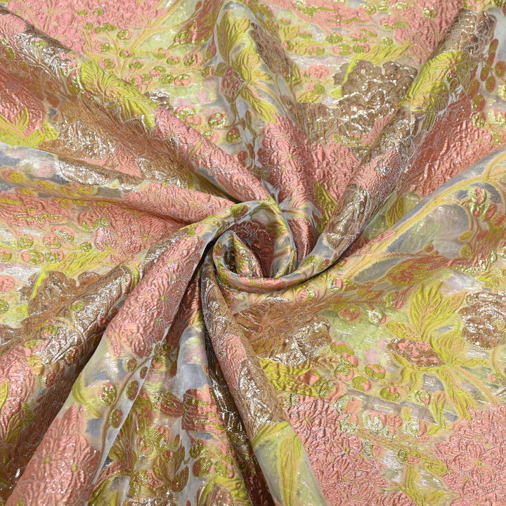 Luxury Imported Korean Jacquard Floral Zari Designer Fabric - AF1057-4