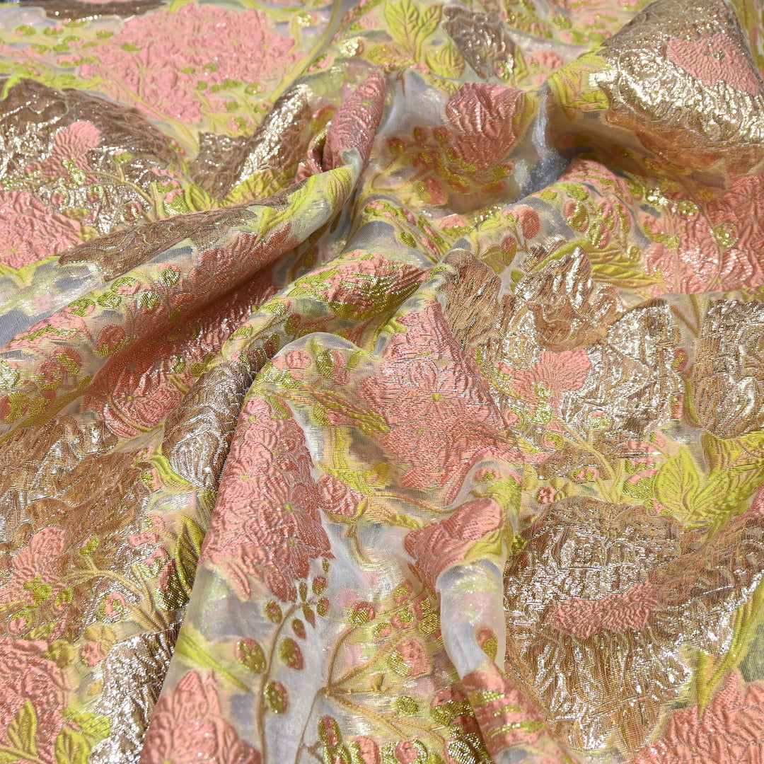 Luxury Imported Korean Jacquard Floral Zari Designer Fabric - AF1057-4
