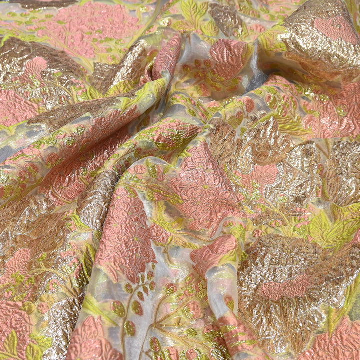 Luxury Imported Korean Jacquard Floral Zari Designer Fabric - AF1057-4