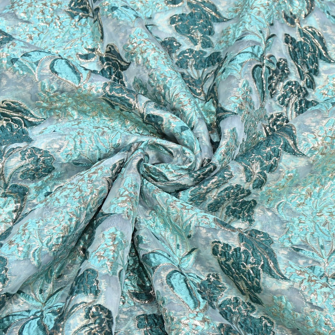 Luxury Imported Korean Jacquard Floral Zari Designer Fabric - AF1050-A1