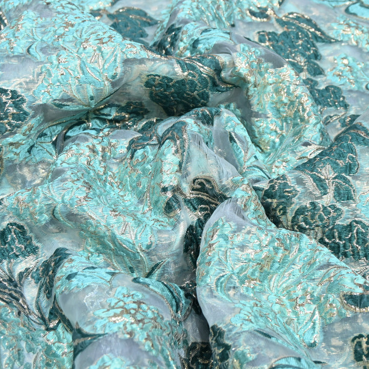 Luxury Imported Korean Jacquard Floral Zari Designer Fabric - AF1050-A1