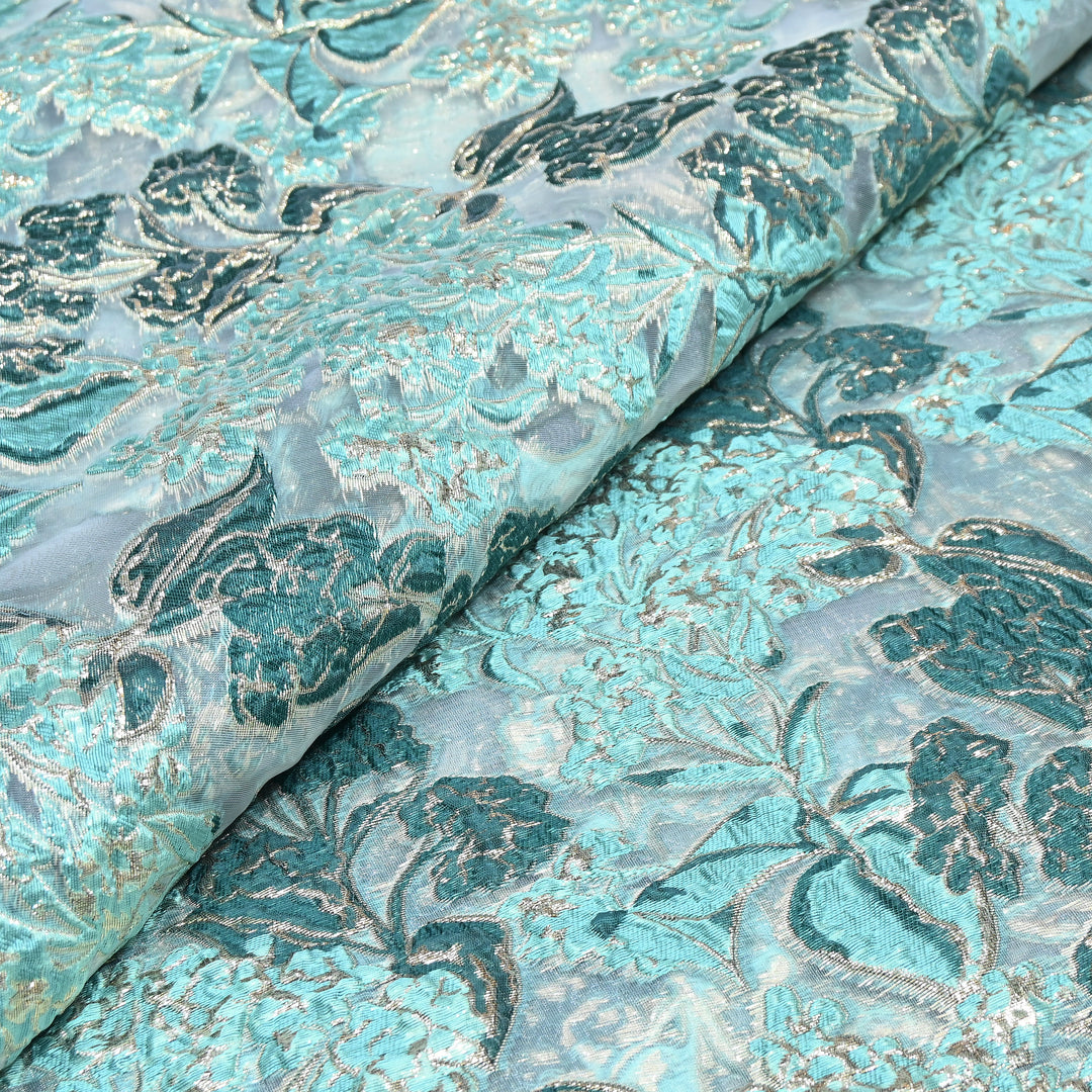 Luxury Imported Korean Jacquard Floral Zari Designer Fabric - AF1050-A1