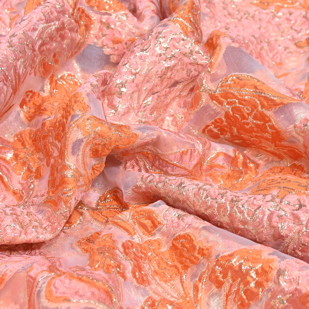Luxury Imported Korean Jacquard Floral Zari Designer Fabric - AF1050-A4