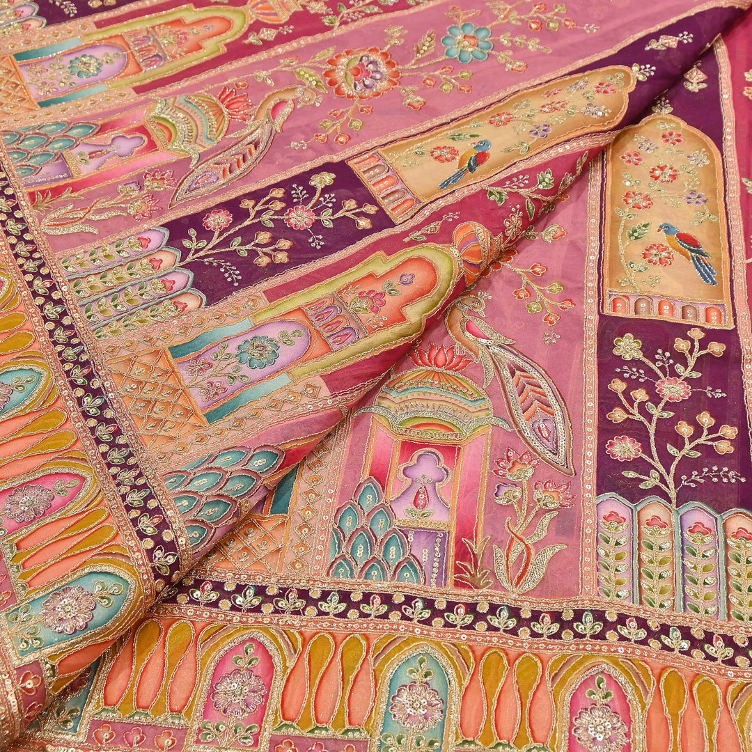 Premium Viscose Georgette Fabric featuring Intricate Zari & Sequin Embroidery | NV0471-1