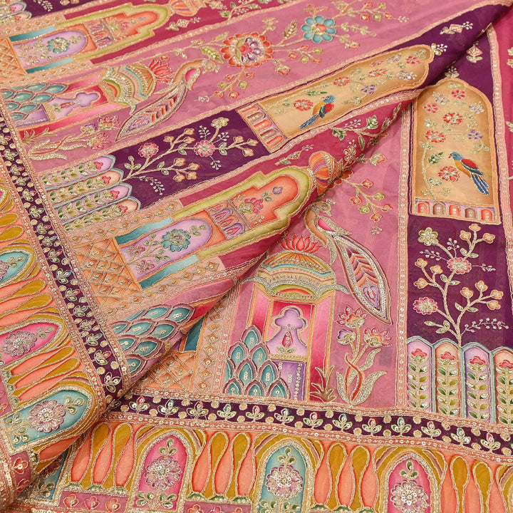 Premium Viscose Georgette Fabric featuring Intricate Zari & Sequin Embroidery | NV0471-1