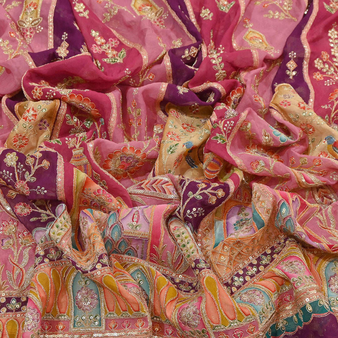 Premium Viscose Georgette Fabric featuring Intricate Zari & Sequin Embroidery | NV0471-1