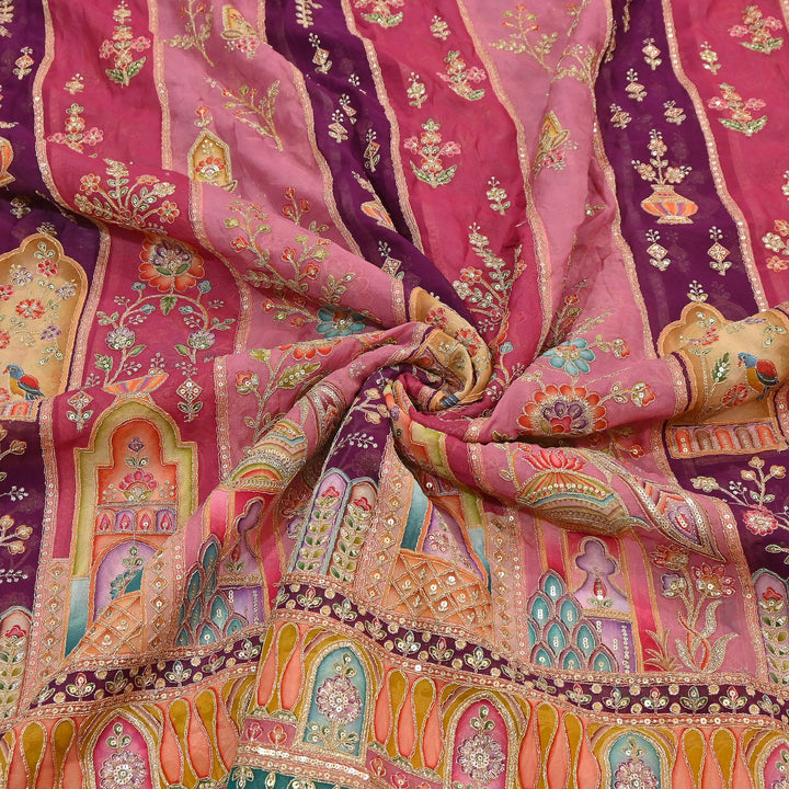 Premium Viscose Georgette Fabric featuring Intricate Zari & Sequin Embroidery | NV0471-1