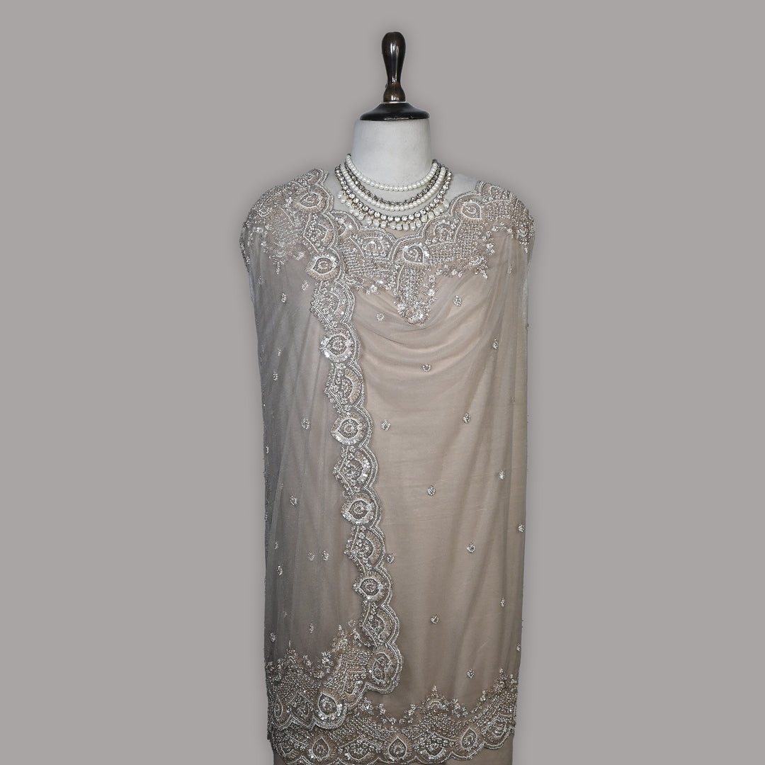 Net Moti Embroidery Dupatta | Designer Pearl Work Party Wear Dupatta-V12880C-H1