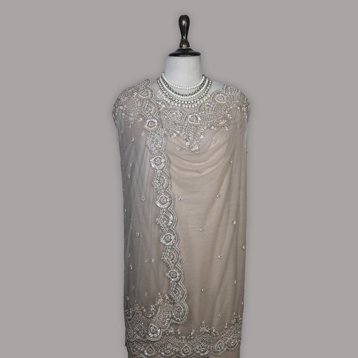 Net Moti Embroidery Dupatta | Designer Pearl Work Party Wear Dupatta-V12880C-H1
