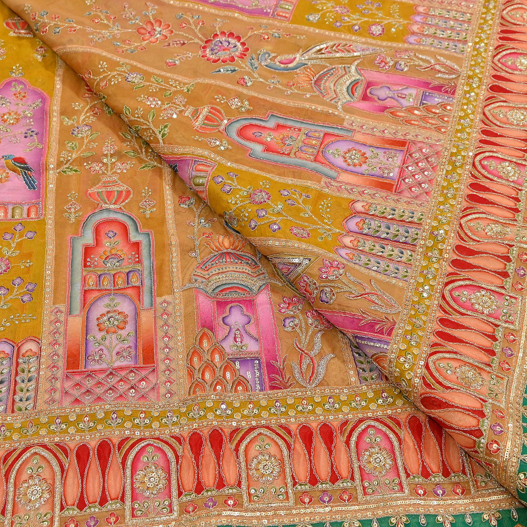 Premium Viscose Georgette Fabric featuring Intricate Zari & Sequin Embroidery | NV0471-2