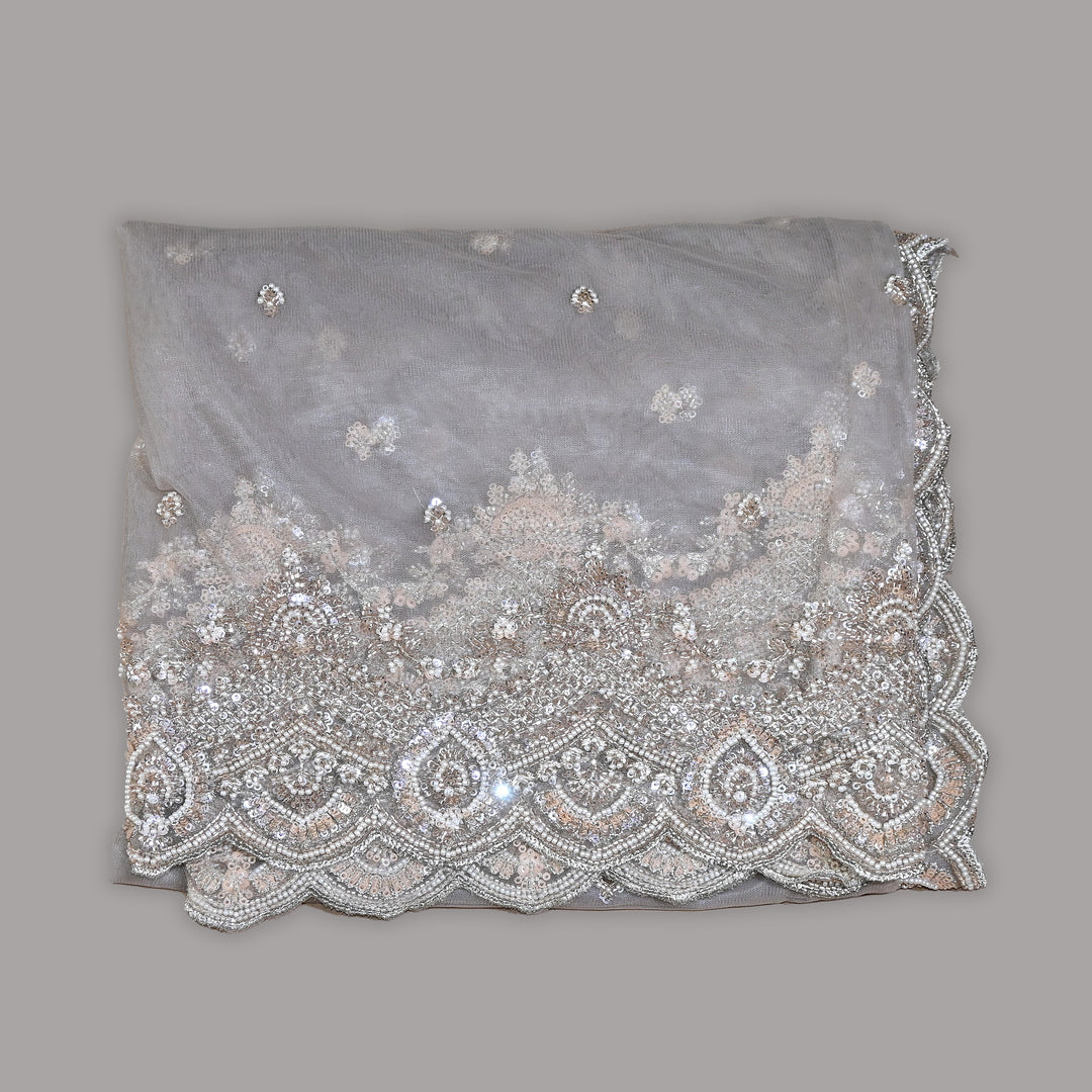 Net Moti Embroidery Dupatta | Designer Pearl Work Party Wear Dupatta-V12880C-H1