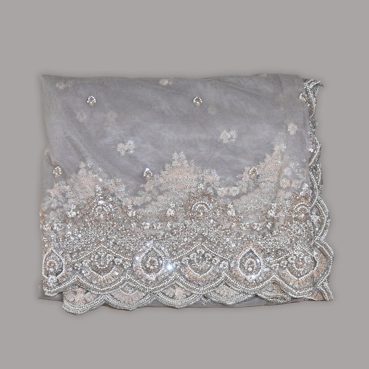 Net Moti Embroidery Dupatta | Designer Pearl Work Party Wear Dupatta-V12880C-H1