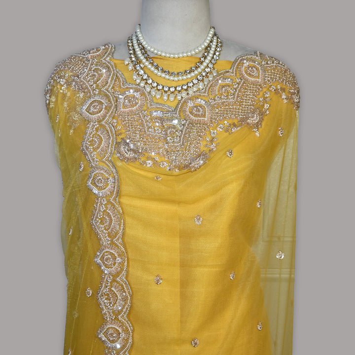 Net Moti Embroidery Dupatta | Designer Pearl Work Party Wear Dupatta-V12880C-H