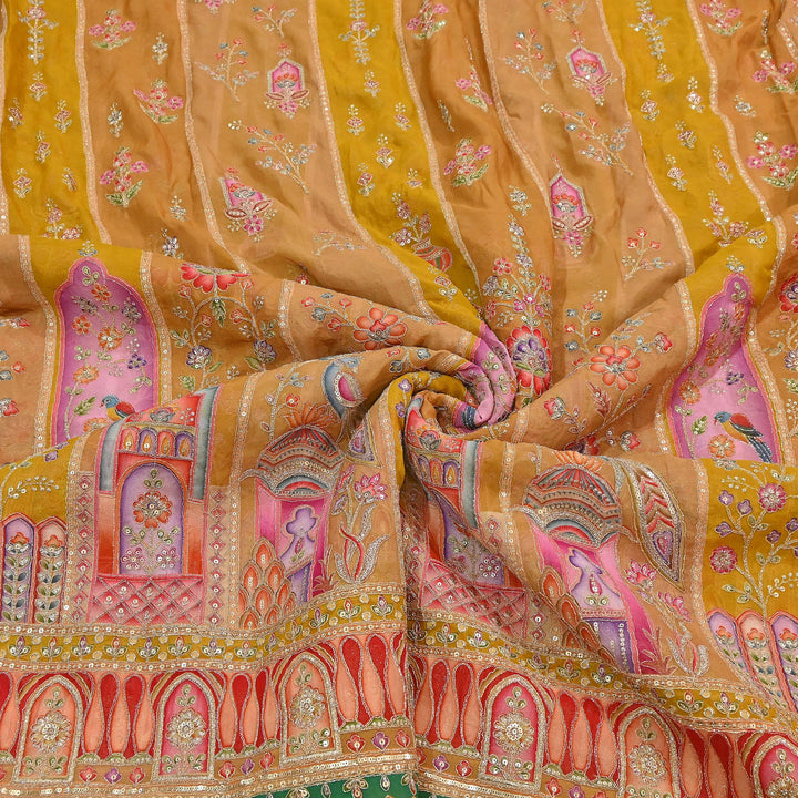 Premium Viscose Georgette Fabric featuring Intricate Zari & Sequin Embroidery | NV0471-2